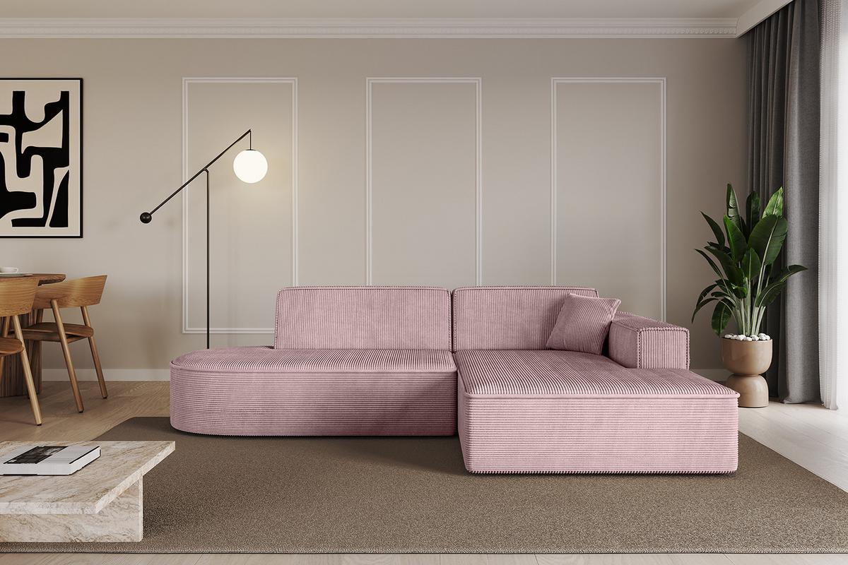 ECKSOFA Ottomane Rechts IREA-L1-v4 - 232x165x77 cm Rosa - Rosa, Holzwerkstoff/Textil (232/165cm) - ALTDECOR