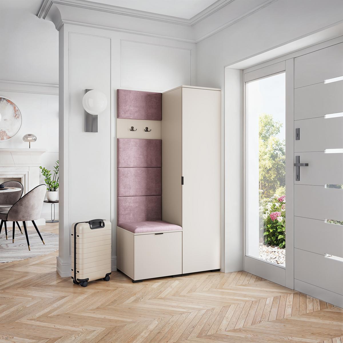 GARDEROBENSCHRANK LORI 95/181/51 cm Modern Garderobe-Set Kaschmir - Kaschmir/Lila, Holzwerkstoff (95/181/51cm) - MASSENO
