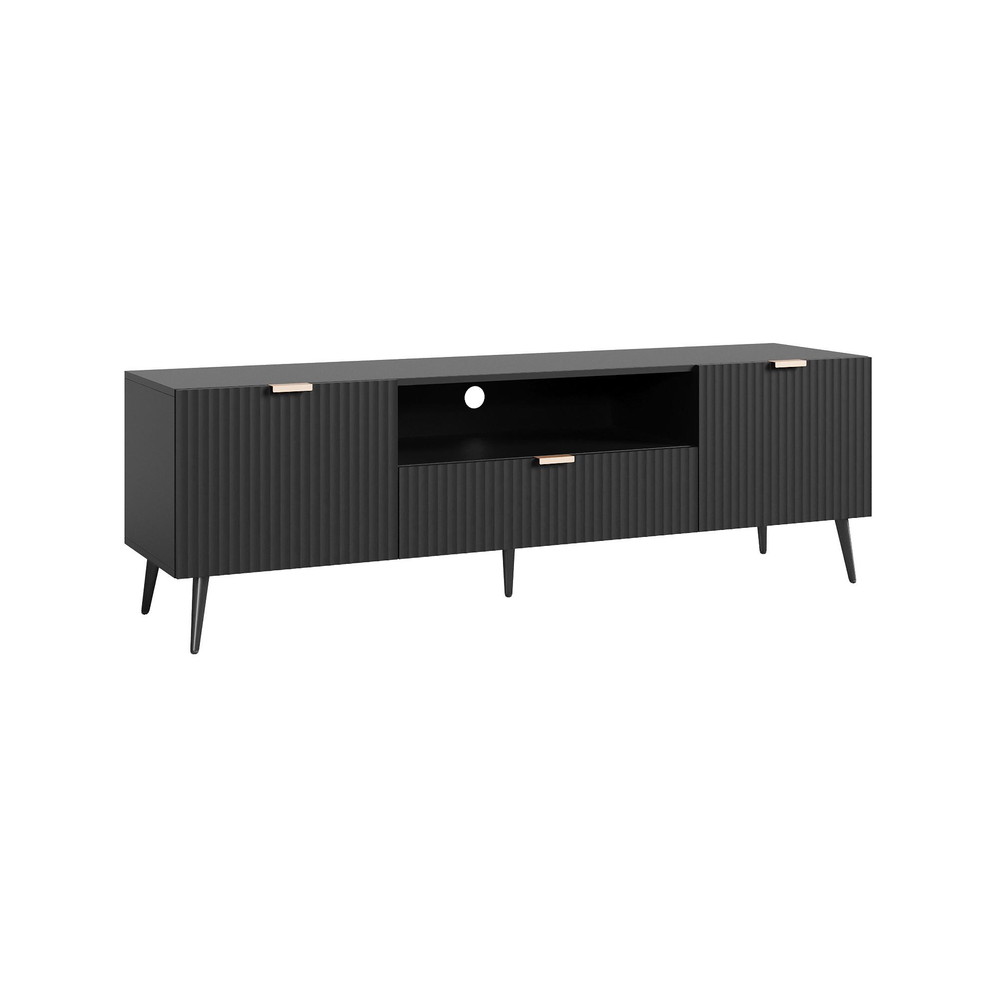 FERNSEHSCHRANK Nand - Schwarz, Holzwerkstoff/Metall (40/51/160cm) - [en.casa]