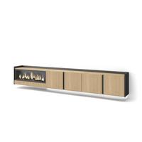 LOWBOARD, Eiche und Schwarz, 315/35/50cm, Elektrokamin XXL, Hängend, Led - Eichefarben, Holzwerkstoff (315/50/35cm) - Skraut Home