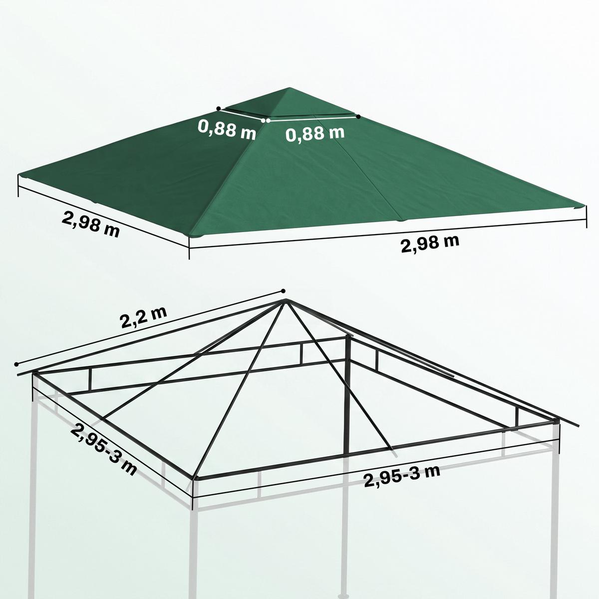 PAVILLONDACH, Polyester, Grün - Grün, Kunststoff (298/1/298cm) - Outsunny
