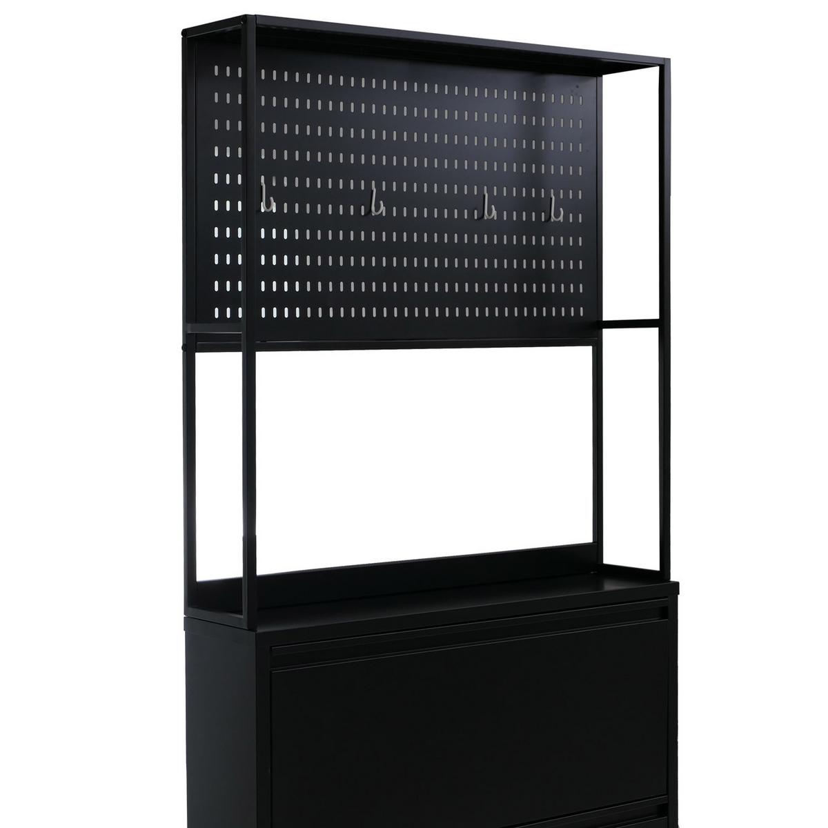 SCHUHSCHRANK Schwarz - Schwarz, Metall (80/201/20cm) - MCW