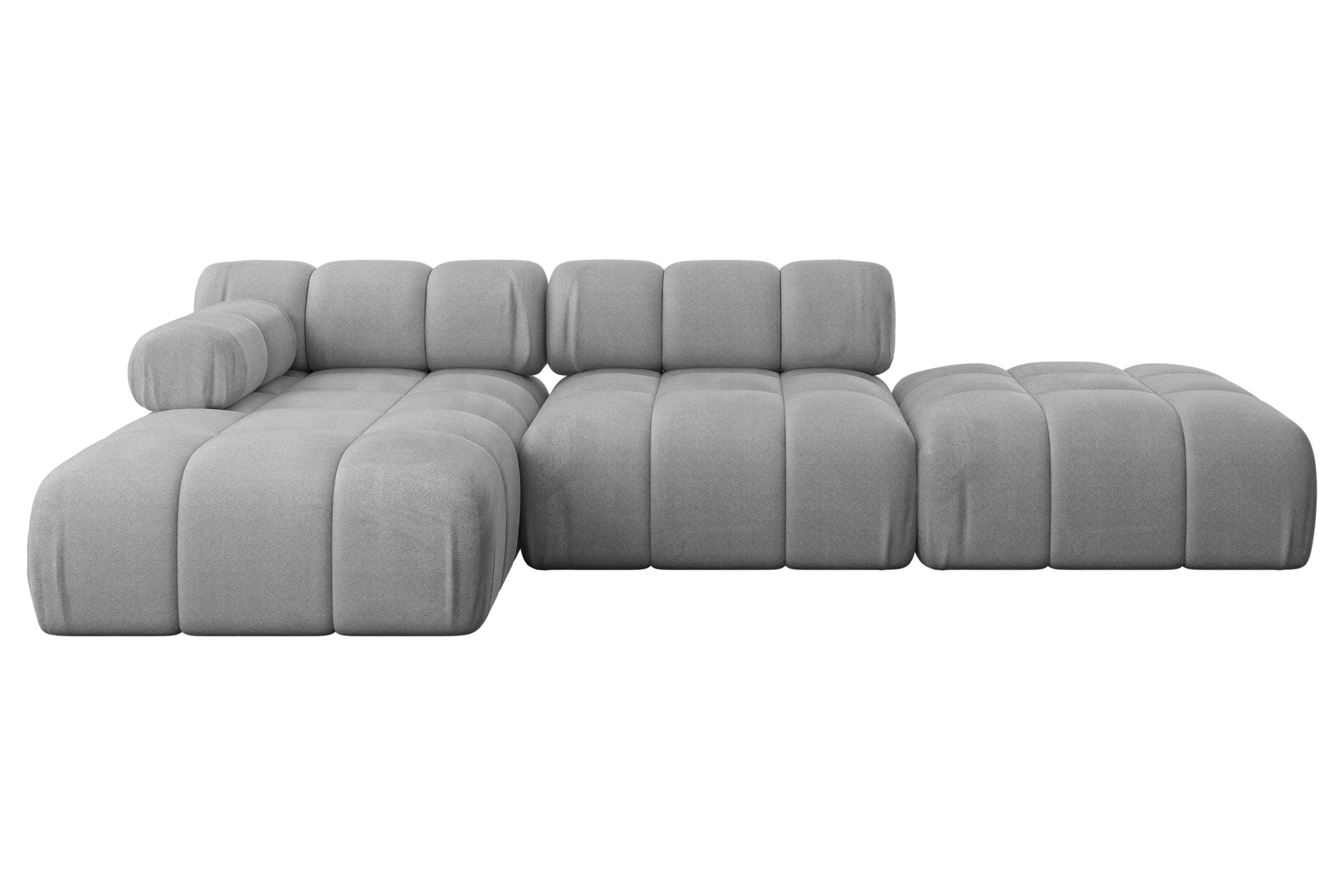ECKSOFA modulares Sofa Lizur-L1 - 285x160x70 cm Hellgrau Velours - Hellgrau, Holzwerkstoff/Textil (285/160cm) - ALTDECOR