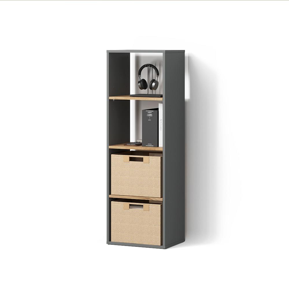 BÜCHERREGAL Lorena Anthrazit/Goldkraft Eiche mit 4 Fächern - Honigeiche/Anthrazit, Holzwerkstoff (40/120/30cm) - Livinity®
