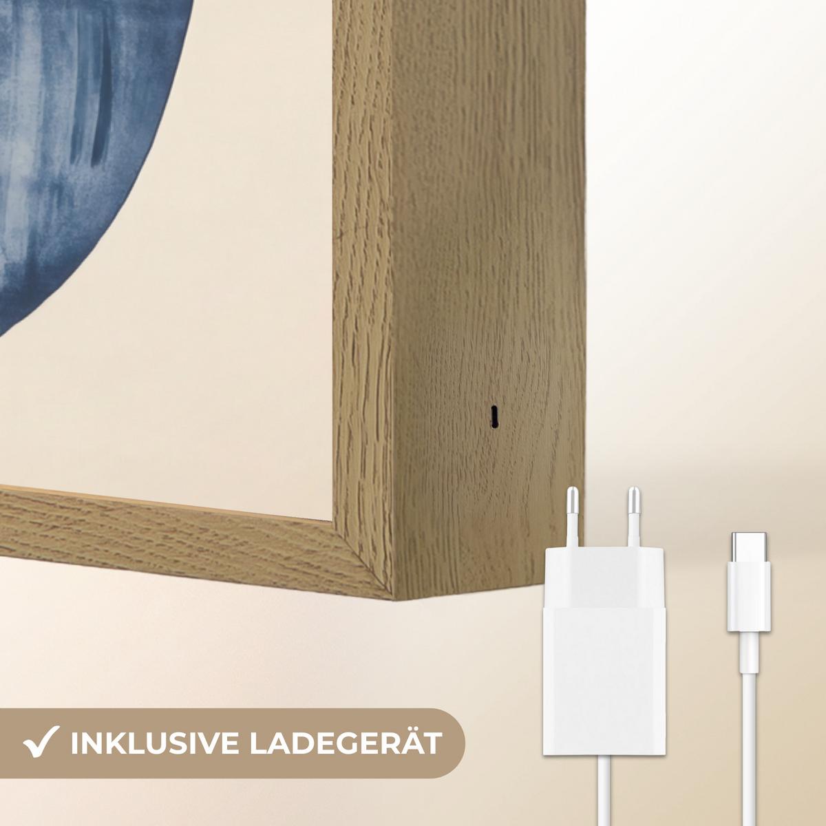 WANDLEUCHTE MIT AKKU Formen - Blau - Abstrakt 40x60 cm - Dunkelblau, Holzwerkstoff (40/60/8cm) - OnlyWow