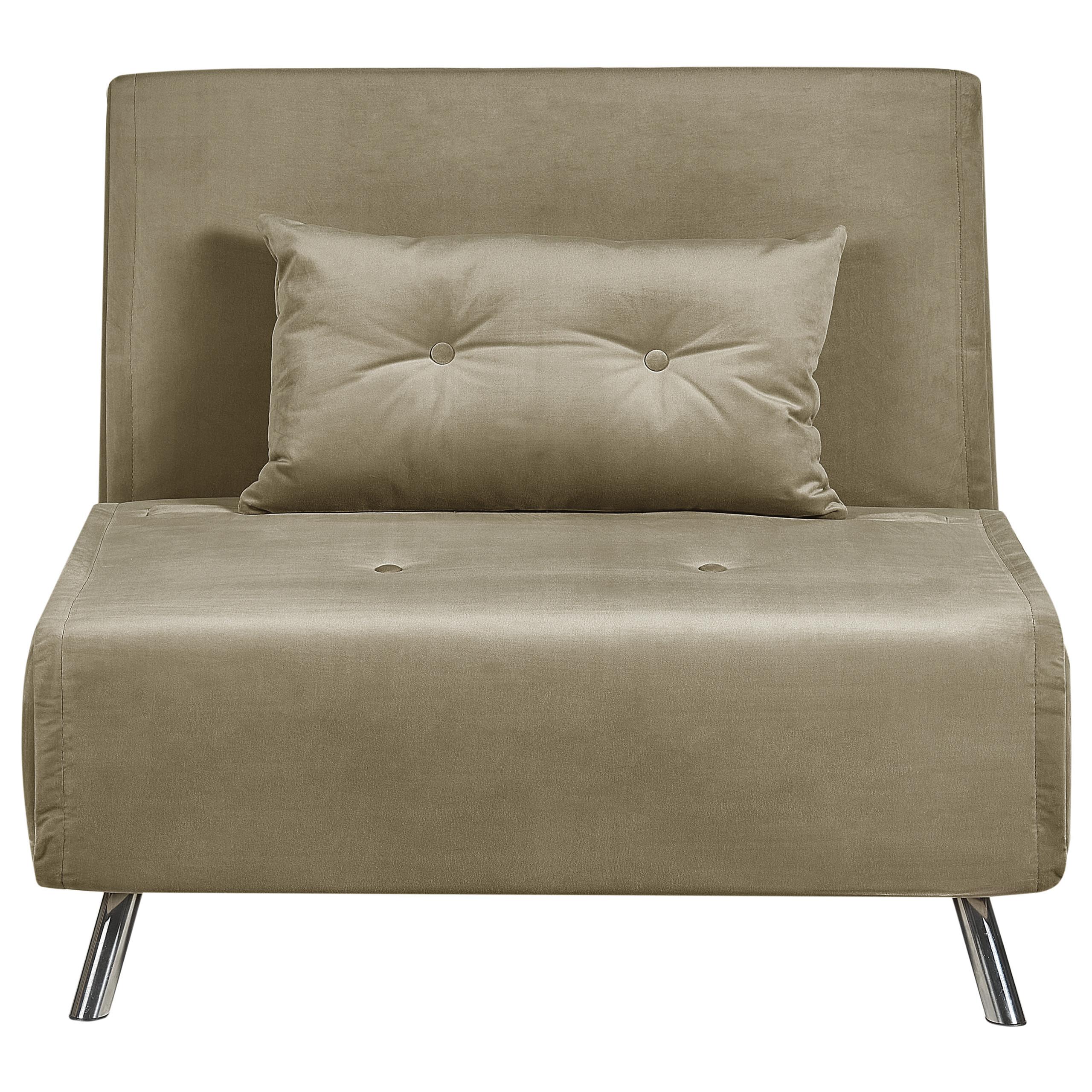 1-SITZER-SCHLAFSOFA Samtstoff Olivgrün Farris - Olivgrün, Textil (100/89/191cm) - Beliani