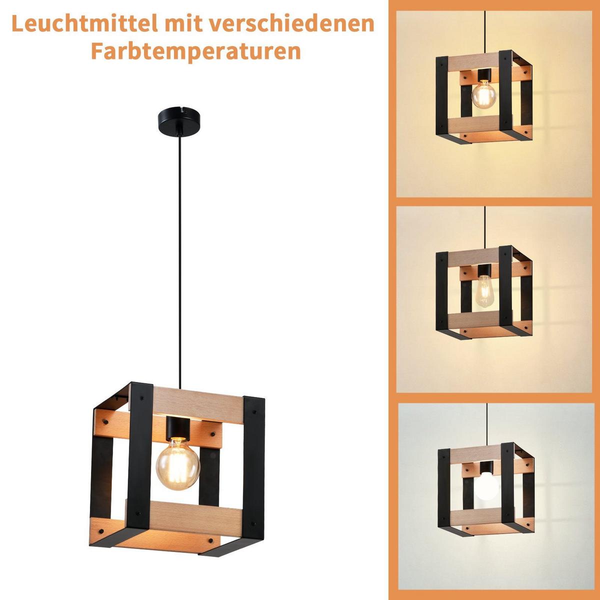 PENDELLEUCHTE Margarete 1-flammig 25/25/175 cm - Braun, Holzwerkstoff (25/25/175cm) - Nettlife