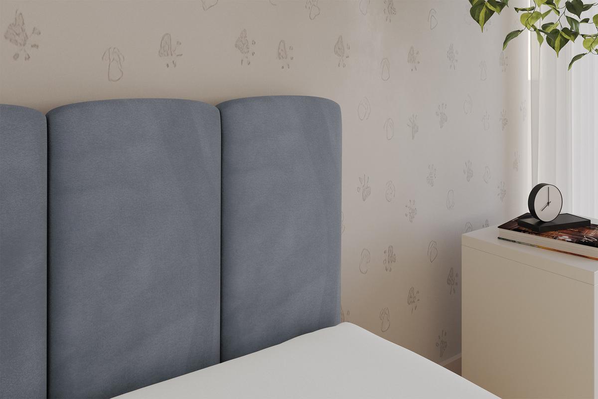 EINZELLBETT Jugendbett mit Bettkasten, Rechts - DEXY 90x200 Grau - Blaugrau, Holzwerkstoff/Textil (90/200cm) - ALTDECOR