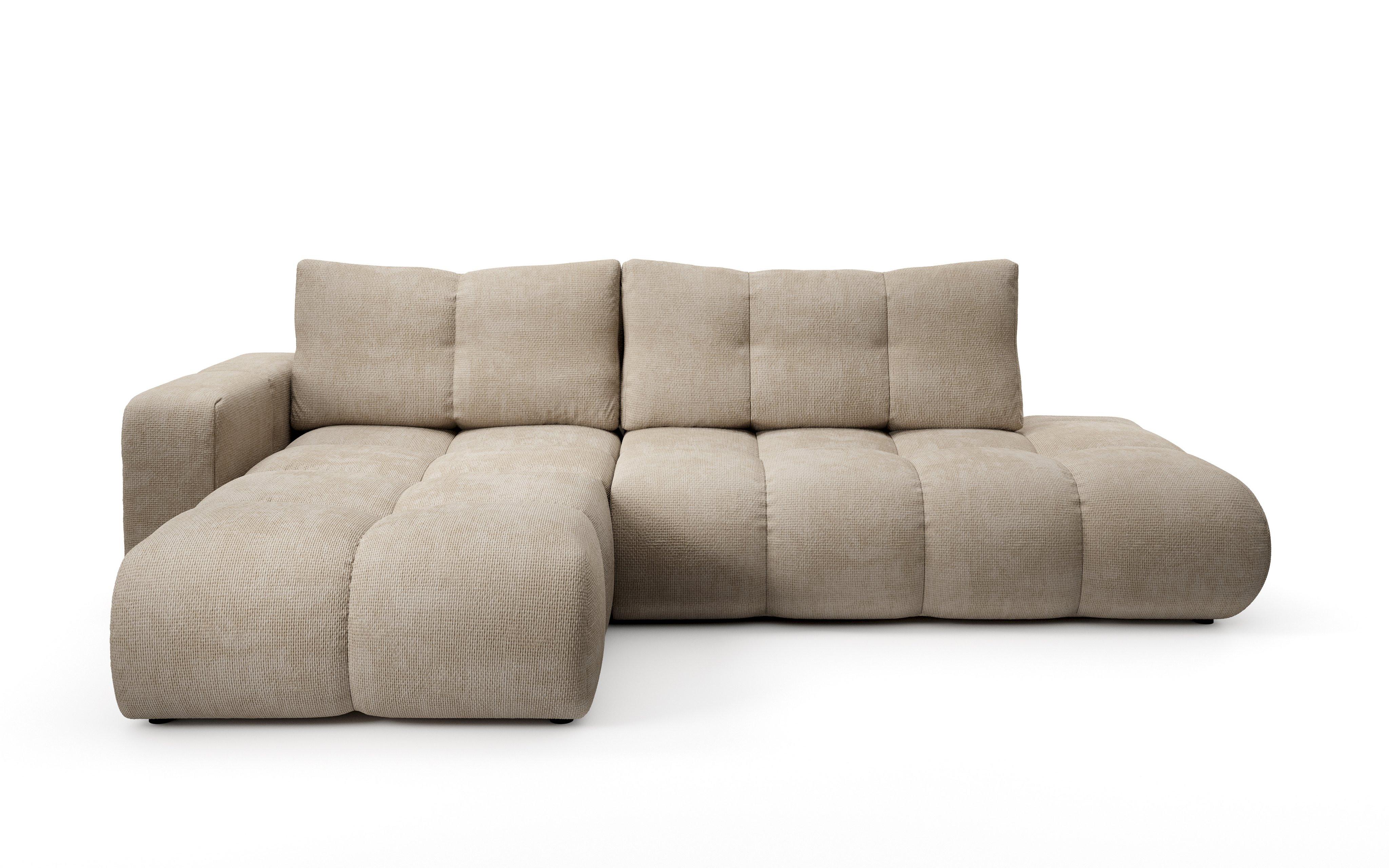 ECKSOFA DUCA L-S Beige Chenille mit Schlaffunktion - Sandfarben, Holz (266.5/266.5cm) - MASSENO