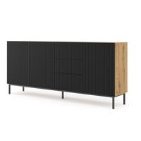 KOMMODE Artisan Eiche, Schwarz, Schwarz 200/89/42 - Schwarz, Holzwerkstoff (200/89/42cm) - RAUMHIRSCH FURNITURE