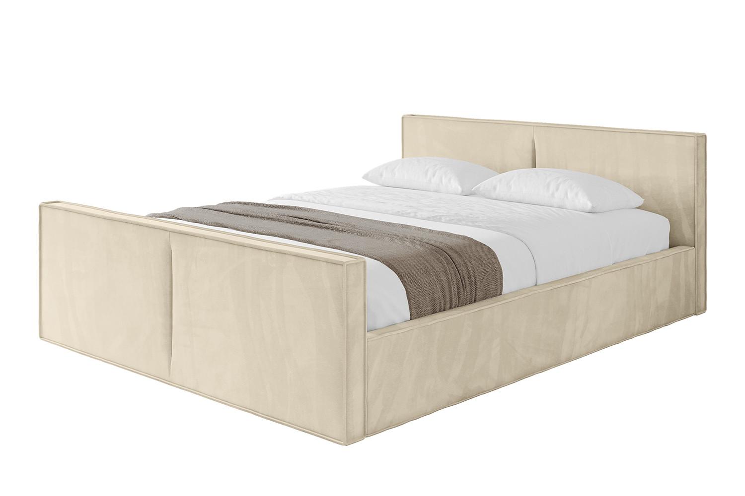 POLSTERBETT mit Bettkasten, Fußteil und Lattenrost, Boxbett mit Matratze H3/H4 - EMMI-Z-V1 180x200 Beige - Ecru, Holzwerkstoff/Textil (180/200cm) - ALTDECOR