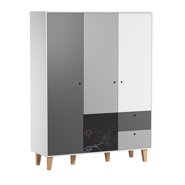 SCHRANK 3 Türen schwarz - Schwarz, Holzwerkstoff (153/201.5/55cm) - Petits-meubles