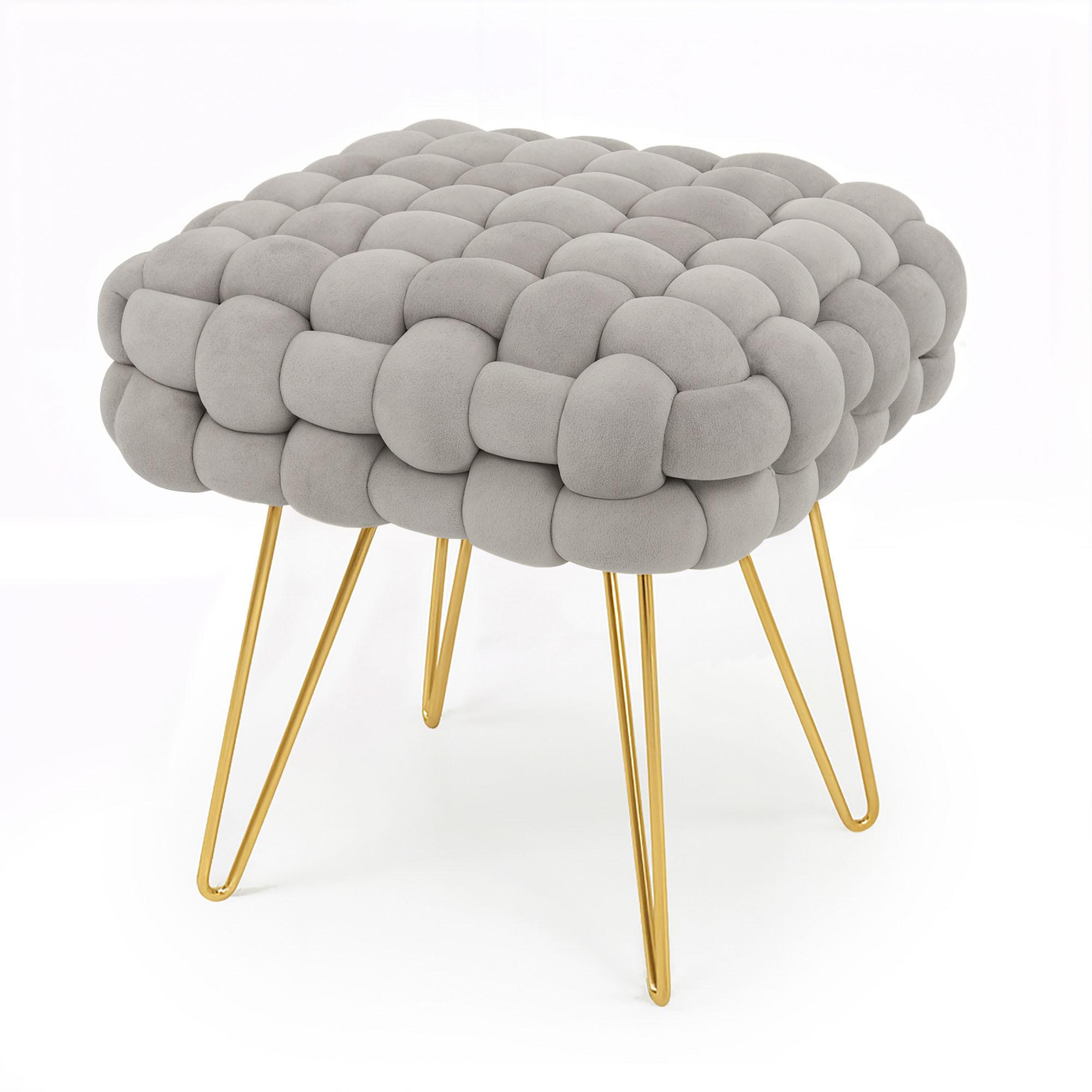 POLSTERHOCKER mit Stahlbeinen Grau grau 38/42/38 - Grau, Textil (38/42/38cm) - RAUMHIRSCH FURNITURE