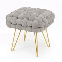 POLSTERHOCKER mit Stahlbeinen Grau grau 38/42/38 - Grau, Textil (38/42/38cm) - RAUMHIRSCH FURNITURE