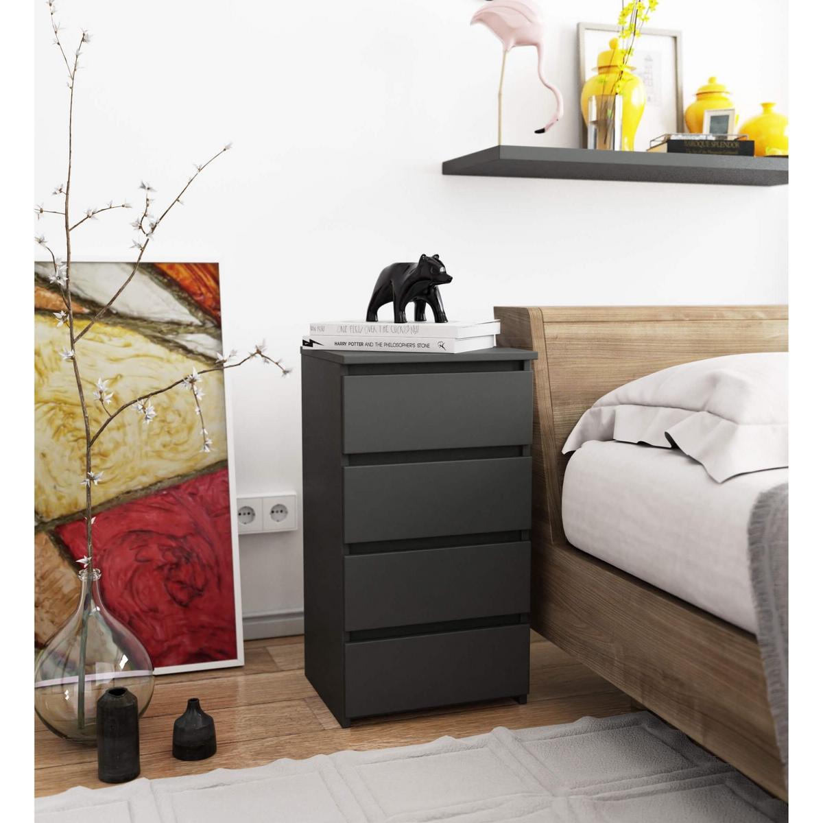 KOMMODE Graphit Grau 74/40/35 - Graphitfarben, Holzwerkstoff (40/74/35cm) - RAUMHIRSCH FURNITURE