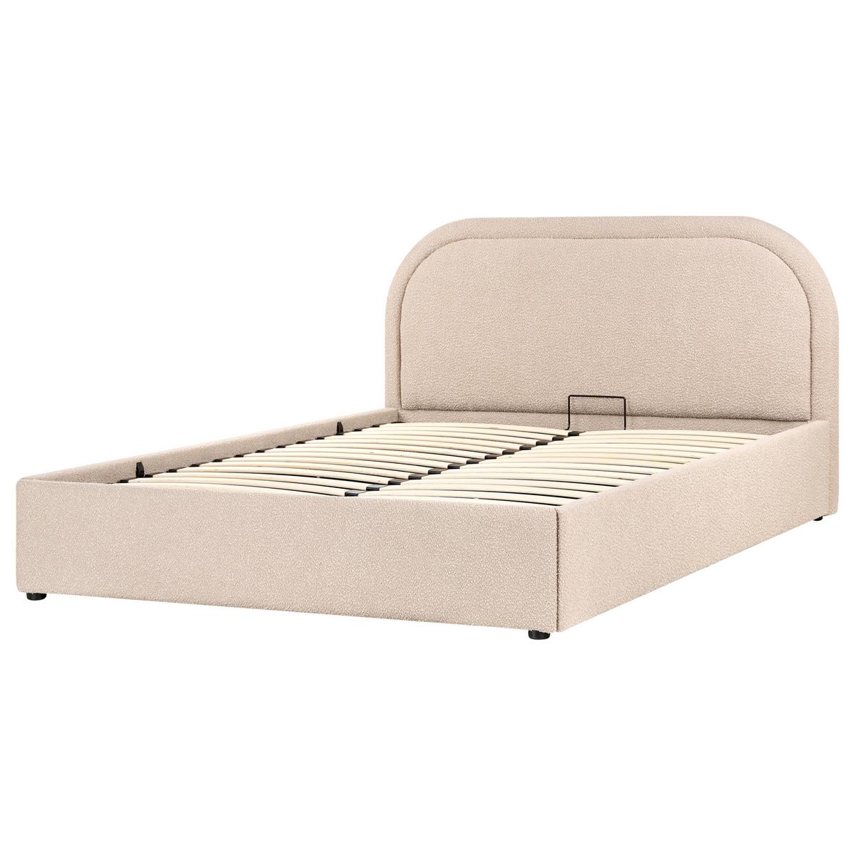 BETT mit Stauraum 140/200 cm Bouclé Beige Quillien - Beige, Textil (140/200cm) - Beliani