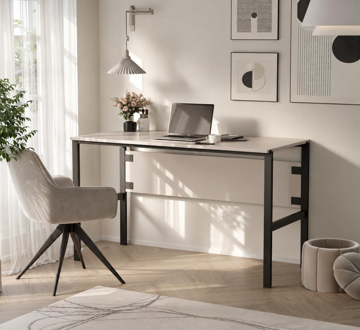 SCHREIBTISCH MINO 128x60x75,5 cm Bürotisch Computertisch, Beige - Beige, Holzwerkstoff (128/60/75.5cm) - MASSENO