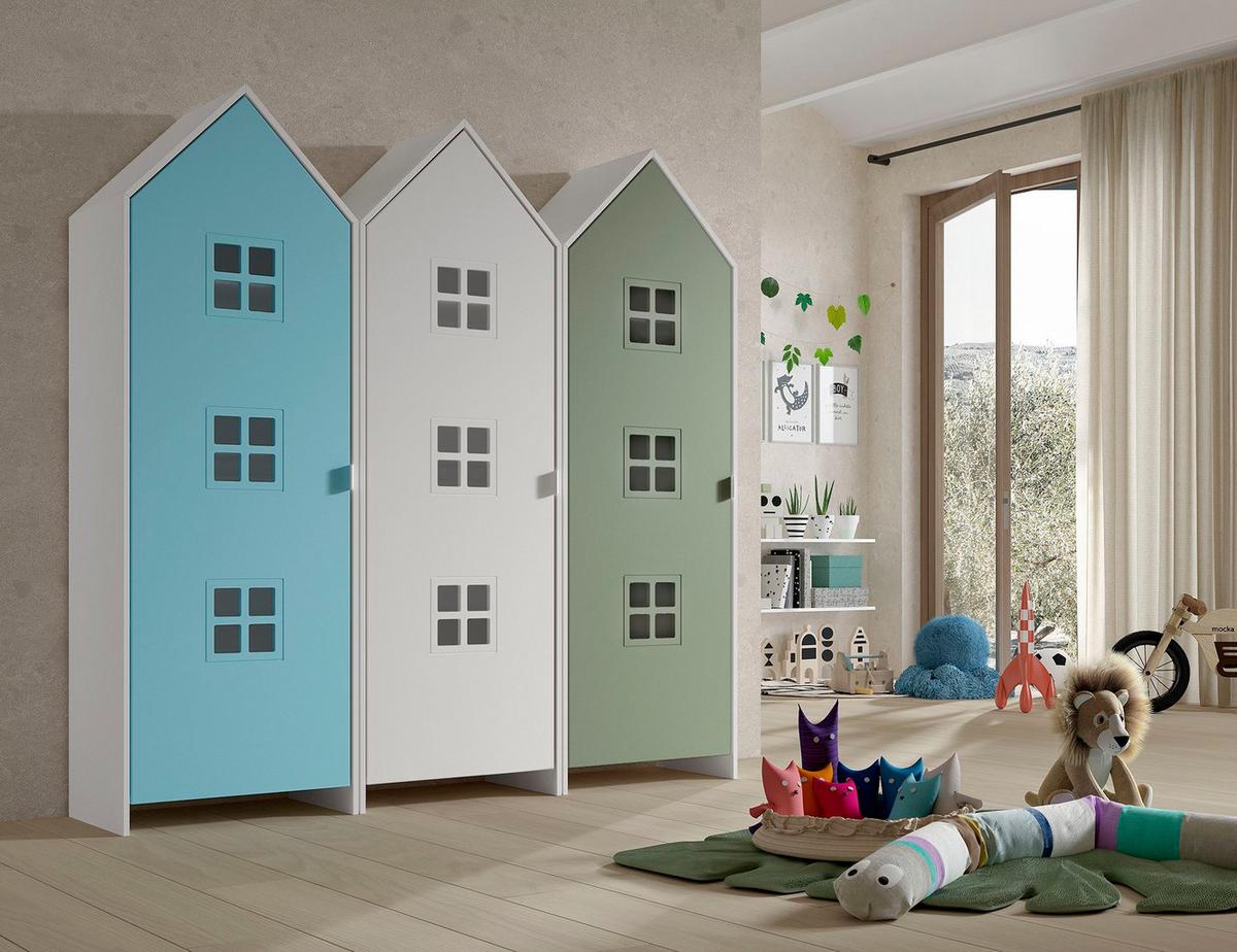 REGALSCHRANK Set Kania 173x37x171 MDF Weiß /Bunt - Blau/Weiß, Holzwerkstoff (173/171/37cm) - 58aufmkessel