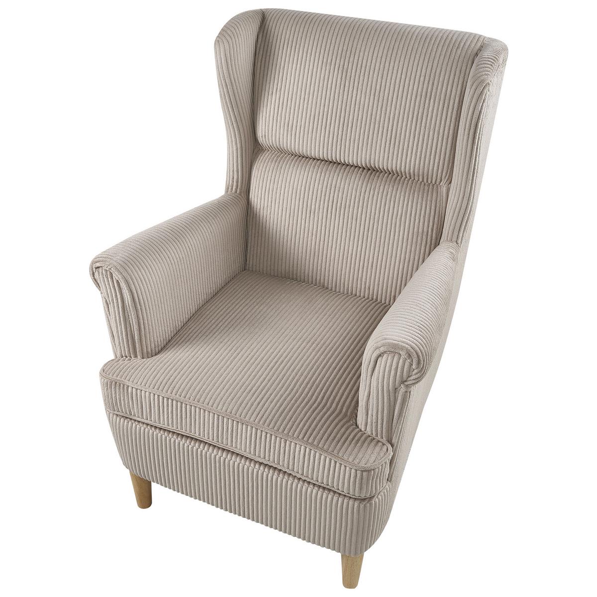 OHRENSESSEL Cord Beige Abson - Hellbraun, Textil (64/100/65cm) - Beliani