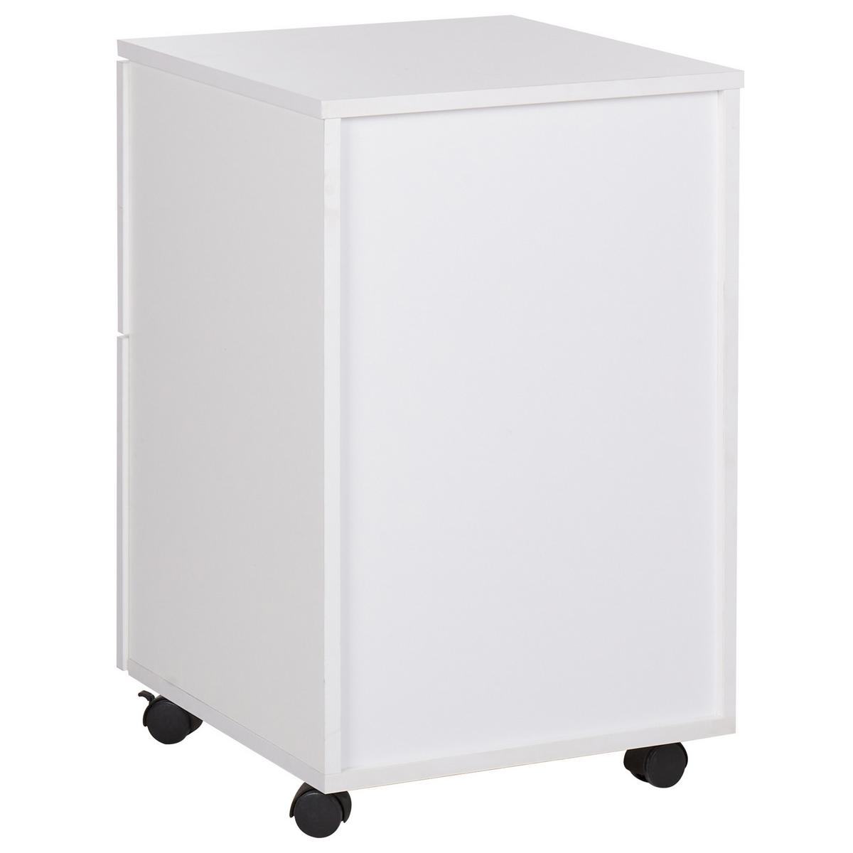 AKTENSCHRANK weiß 2 Schubladen mit Rollen Johnson - Schwarz/Weiß, Holzwerkstoff (40/62/40cm) - Beliani