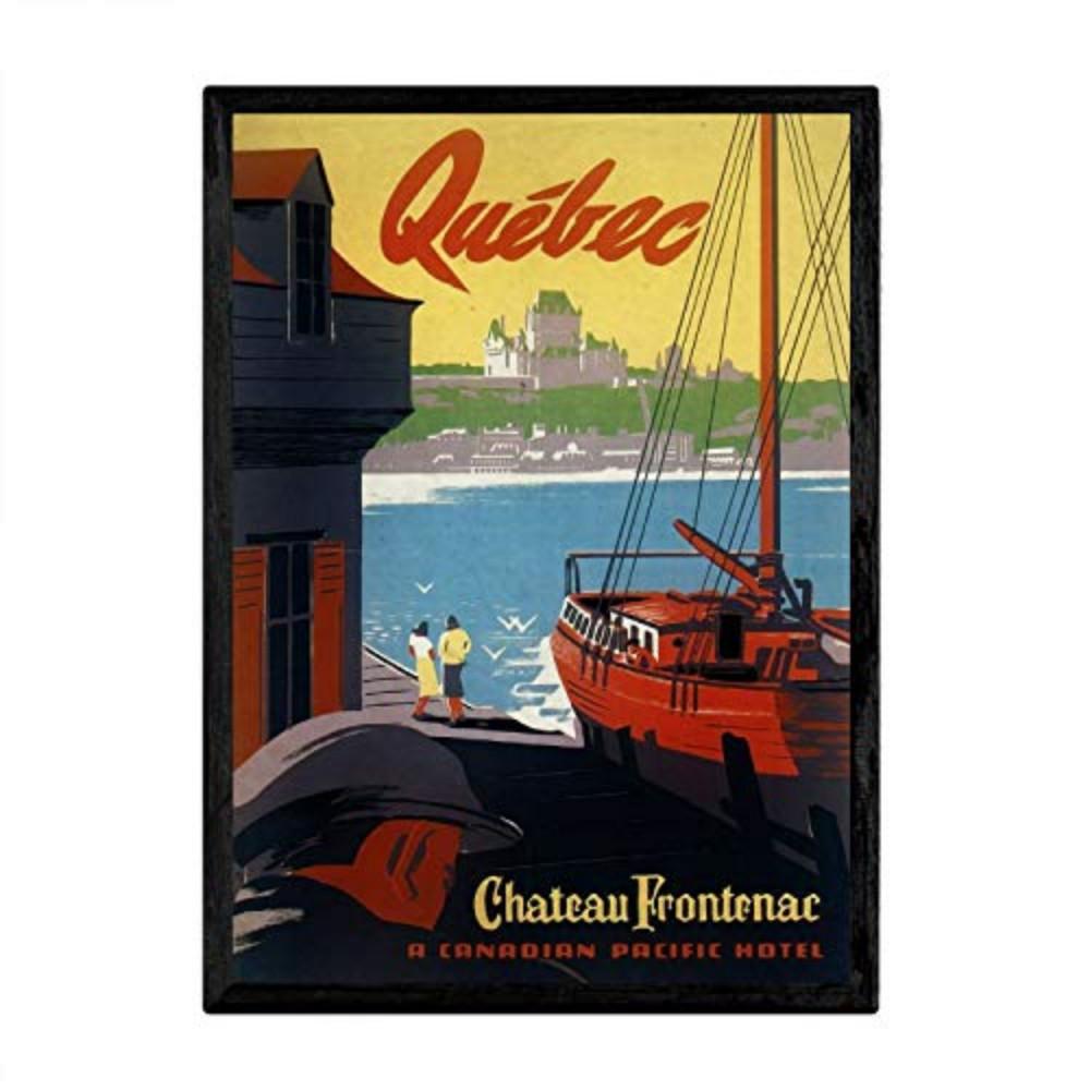 POSTER Quebec Vintage A4 Schwarzer Rahmen - Schwarz, Papier (29.7/5/21cm) - Nacnic