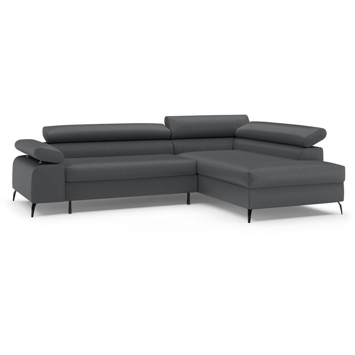 ECKSCHLAFSOFA Mellow mit Bettkasten, Dunkelgrau, rechts - Dunkelgrau/Schwarz, Textil (270/205cm) - Beautysofa
