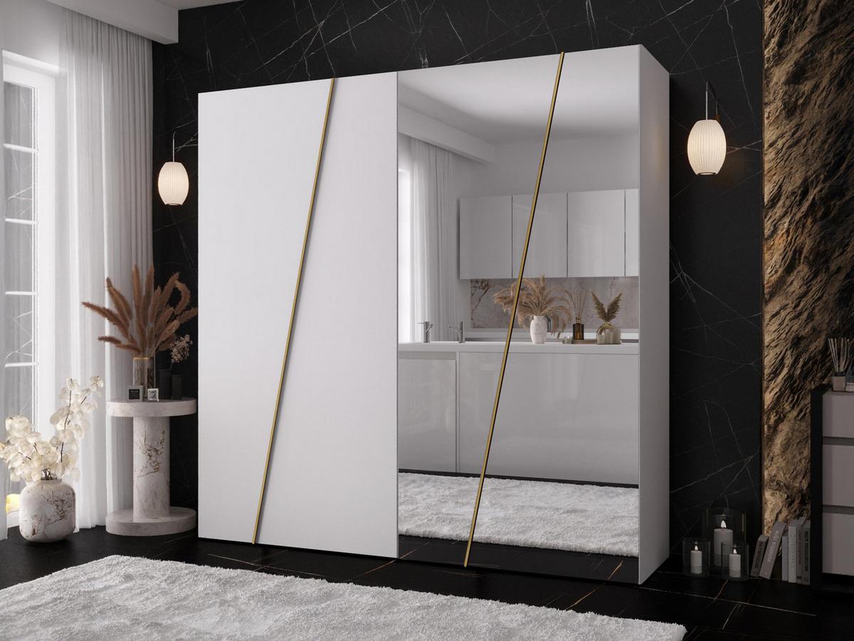 DREHTÜRENSCHRANK Zen 2L 200 cm - Goldfarben/Schwarz, Holzwerkstoff/Kunststoff (200/202/50cm) - MIRJAN24