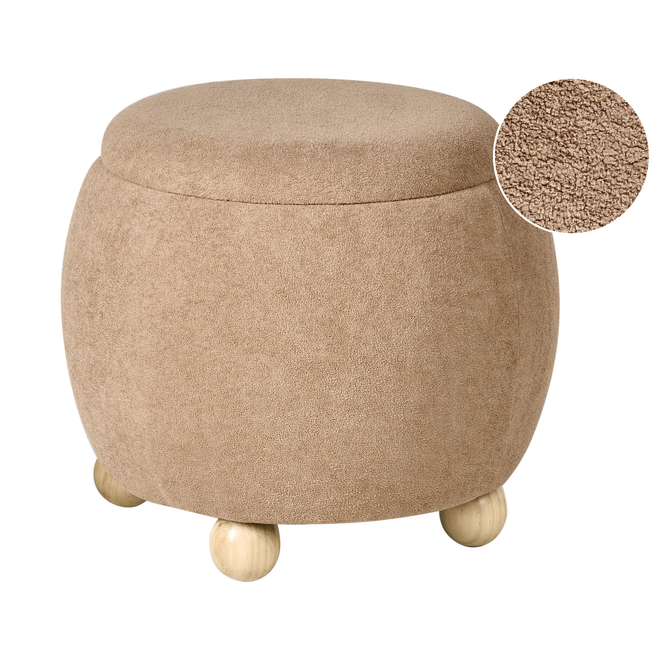 POUF mit Stauraum Bouclé Hellbraun Annabella - Hellbraun, Textil (40/42/40cm) - Beliani