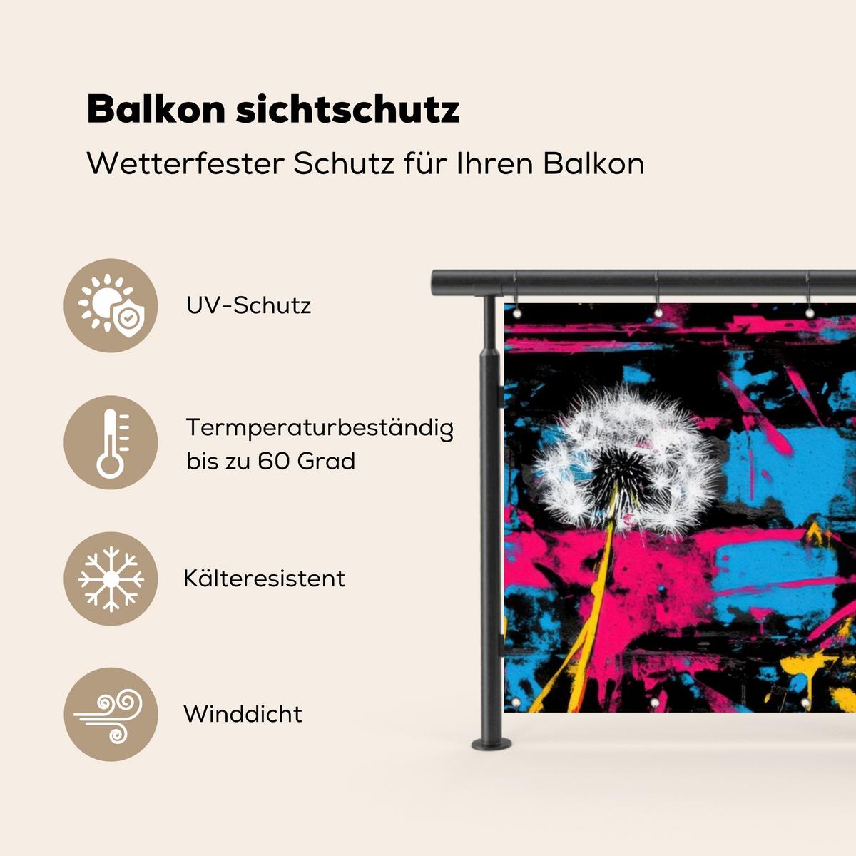 BALKON-SICHTSCHUTZ Straßenkunst - Bunt - Wand Balkon Deko 300x110 cm - Schwarz, Kunststoff (300/110cm) - MuchoWow