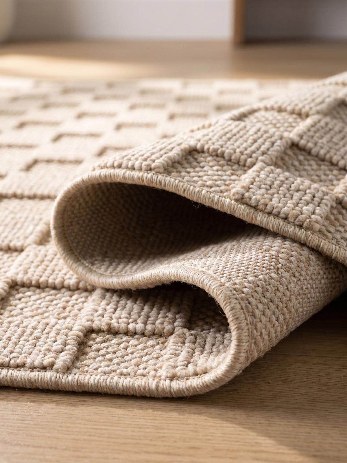 TEPPICH Flachgewebe LANGAU in Beige, mit Schachbrettmuster, 140 x 200 cm - Beige, Textil (140/200cm) - KADIMA DESIGN