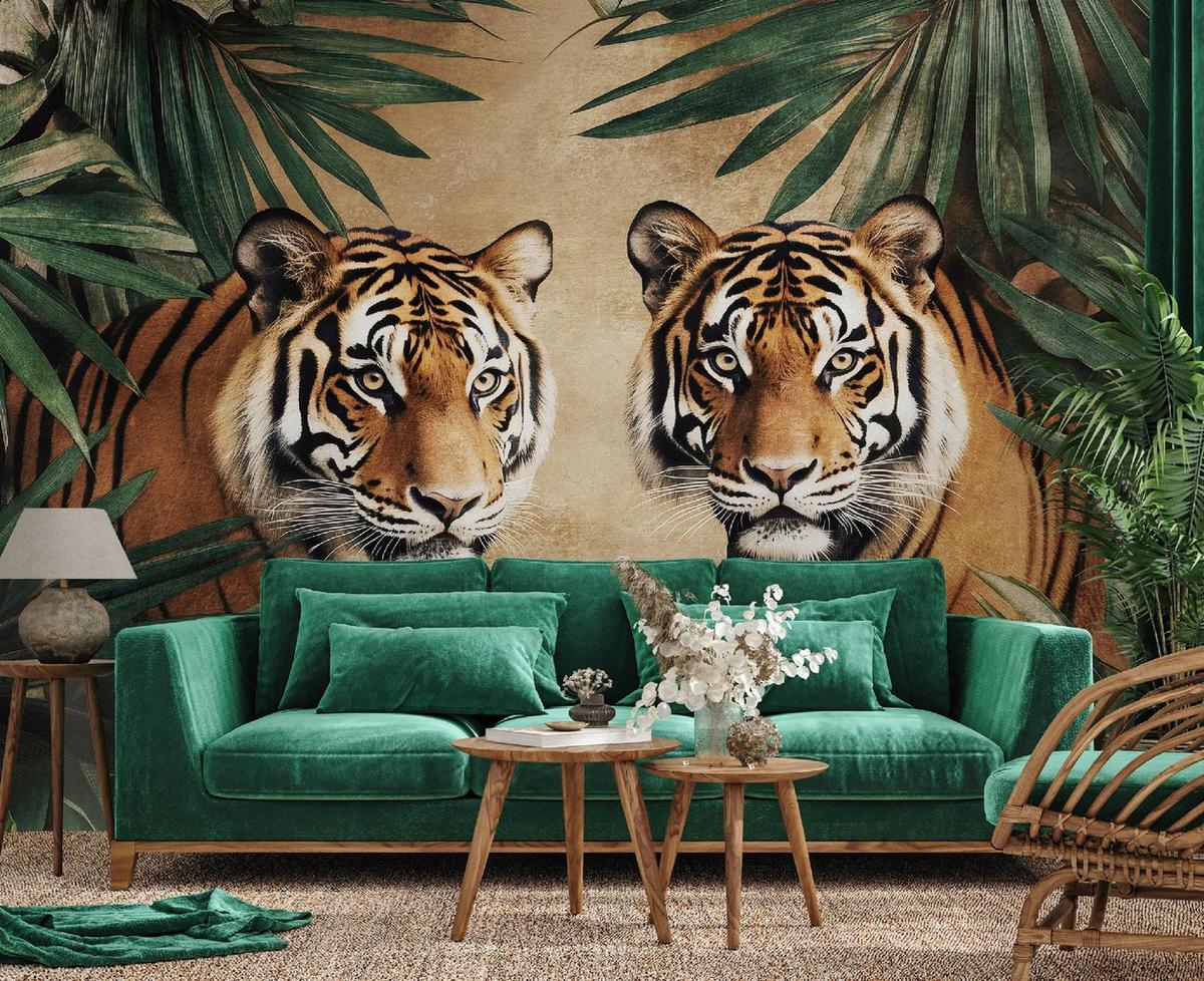 FOTOTAPETE Tiger Tiere Braun 416x254 cm - Multicolor, Papier (416/254cm) - Wallarena