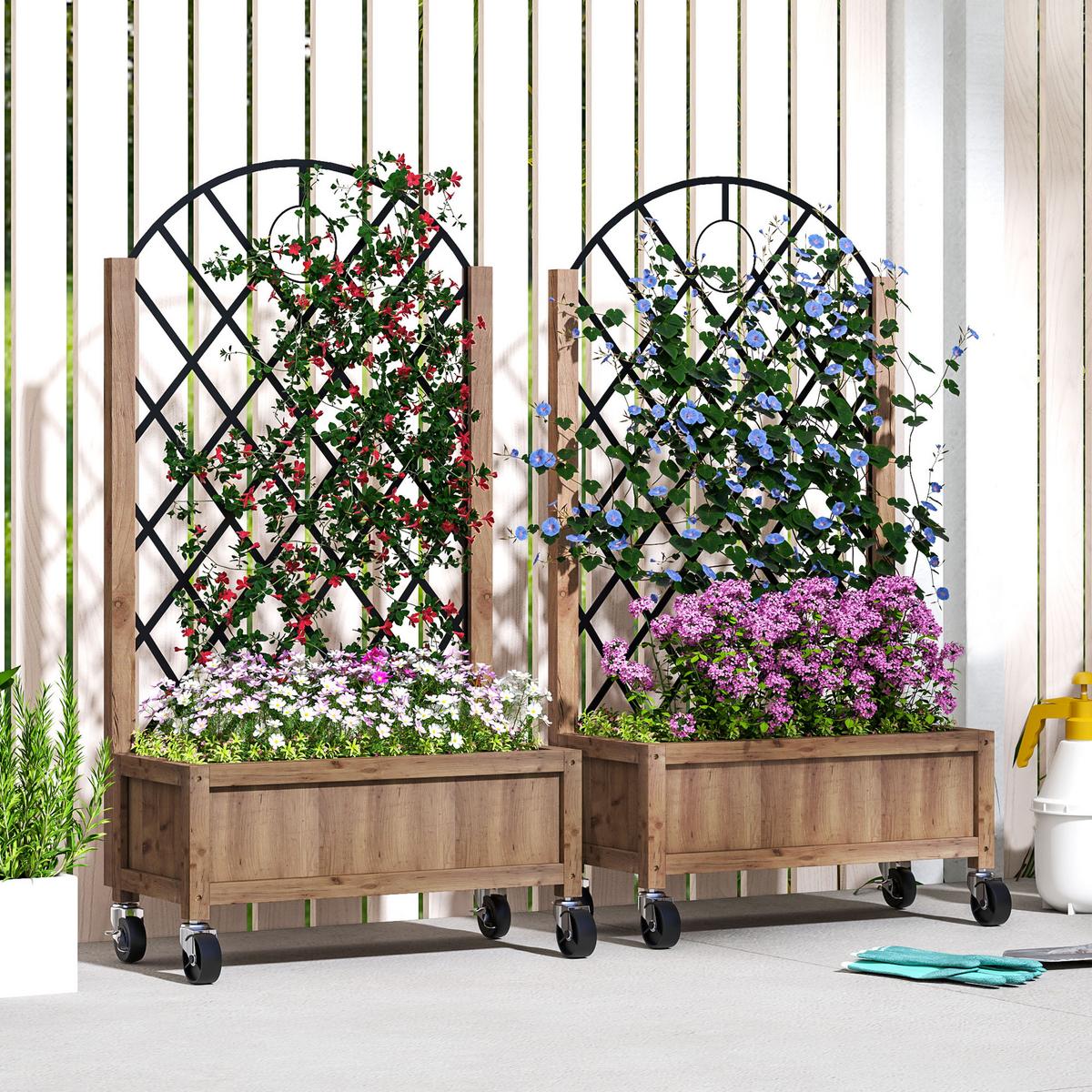 HOCHBEET 2er-Set - Braun, Holzwerkstoff (25/97/52cm) - Outsunny