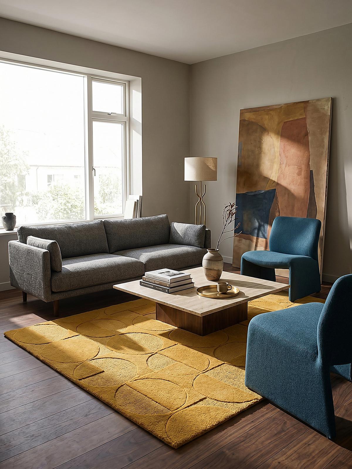 TEPPICH aus Wolle DEBEN in Senfgelb, geometrisch, 160 x 230 cm - Gelb, Textil (230/160cm) - KADIMA DESIGN