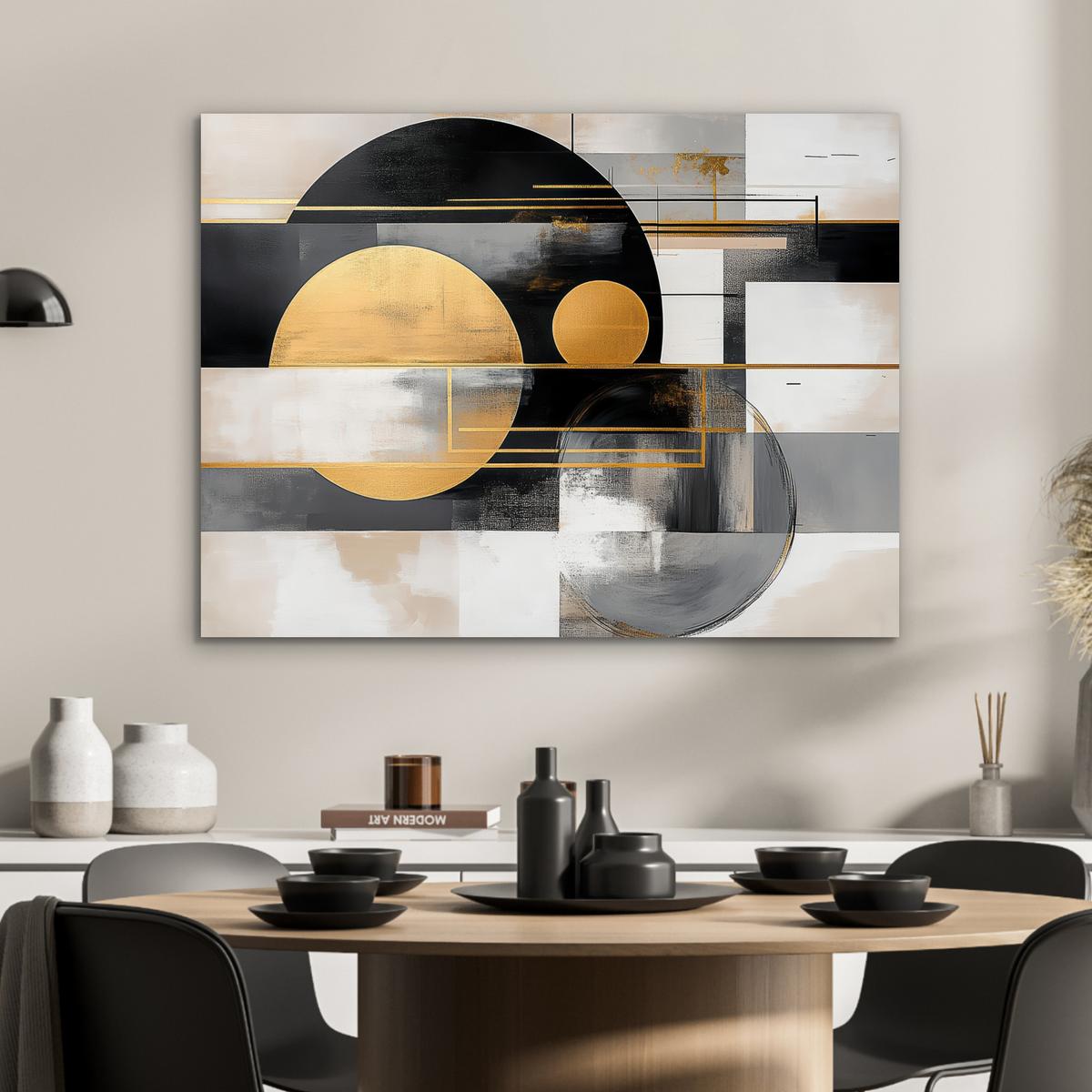 METALLBILD Abstrakt - Gold - Silber - Formen - Ästhetisch - Modern 80x60 cm - Goldfarben, Metall (80/60cm) - MuchoWow