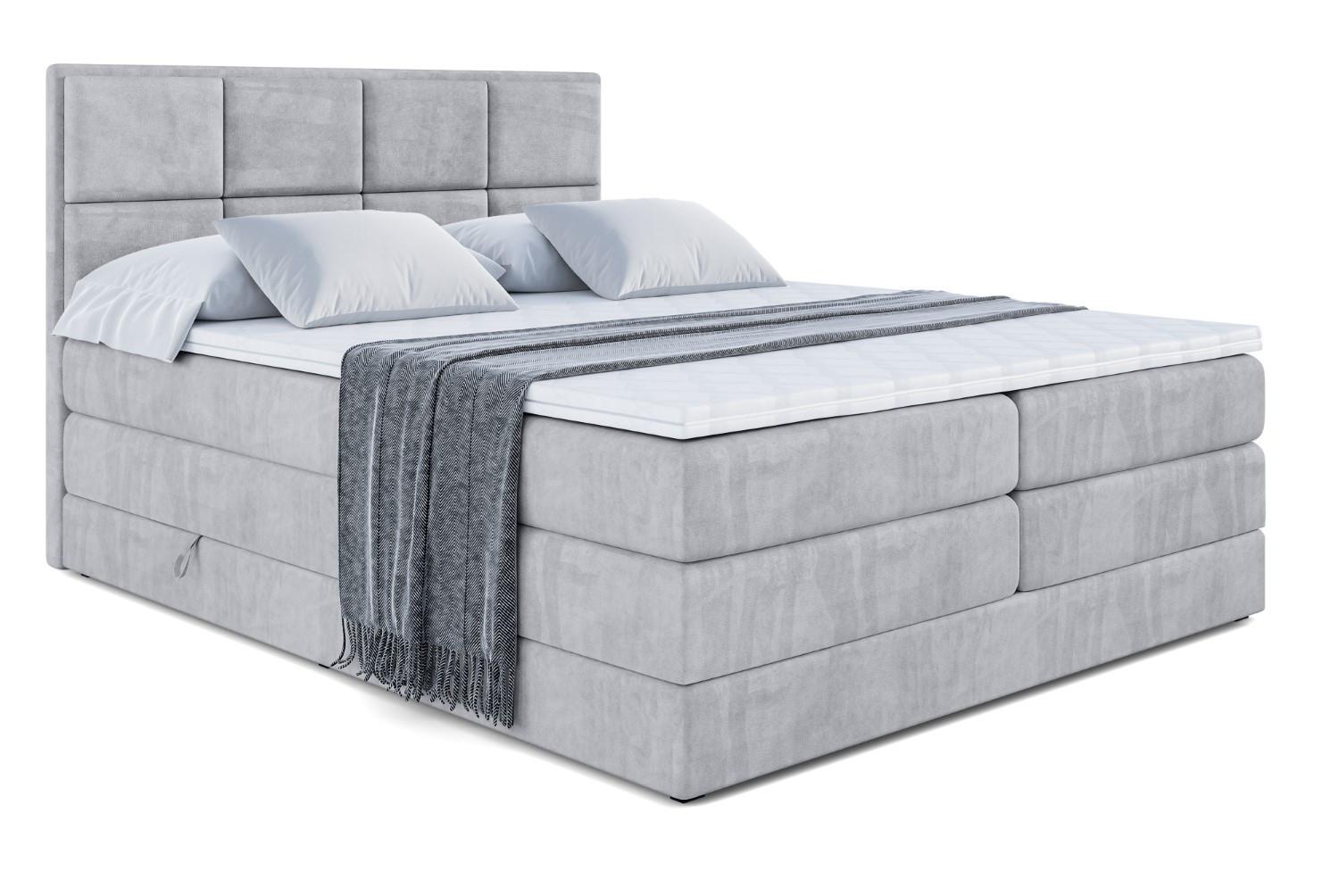 BOXSPRINGBETT NOVA KING - 120 x 200 - H3/H4 - Hellgrau - Hellgrau, Holzwerkstoff (120/200cm) - ALTDECOR