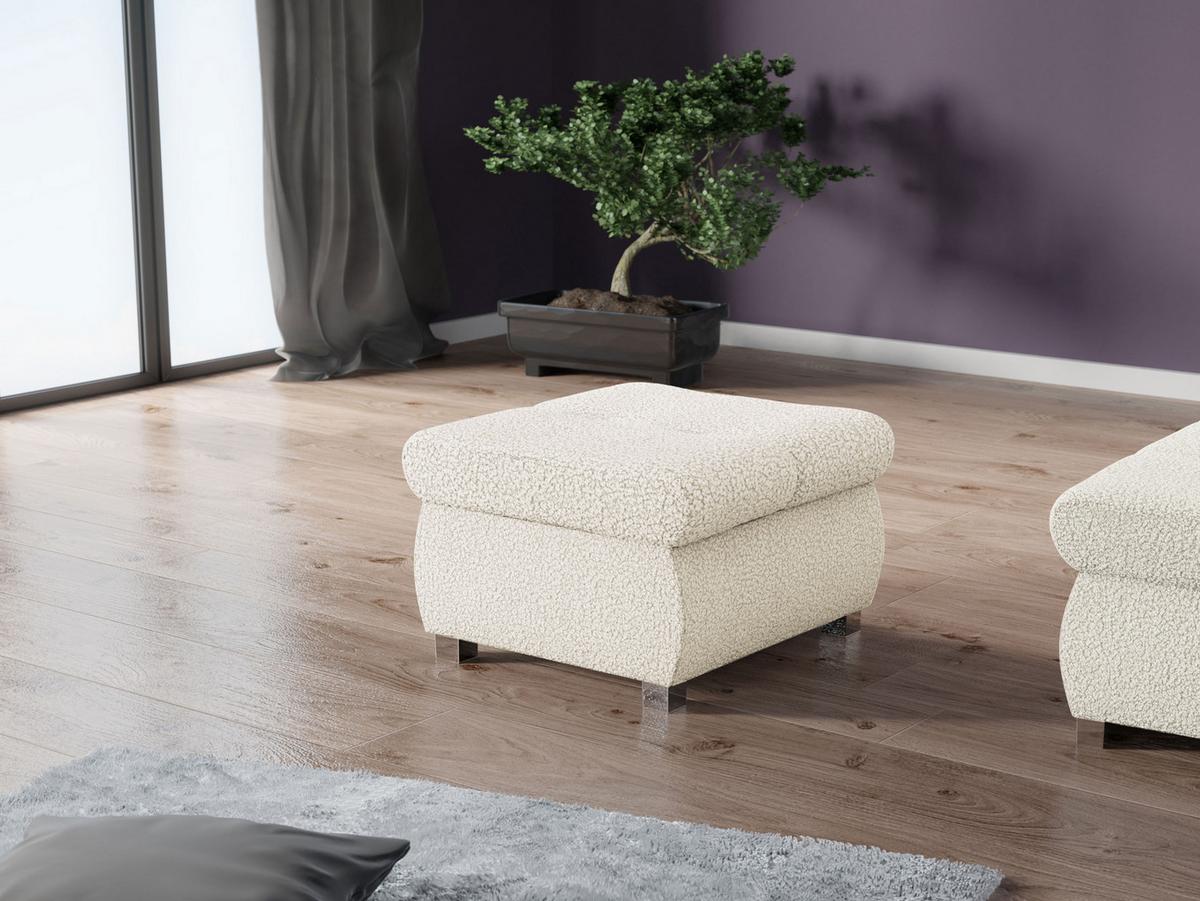 POLSTERHOCKER Orkan Klein - Silberfarben/Creme, Holz/Textil (60/39/60cm) - MIRJAN24