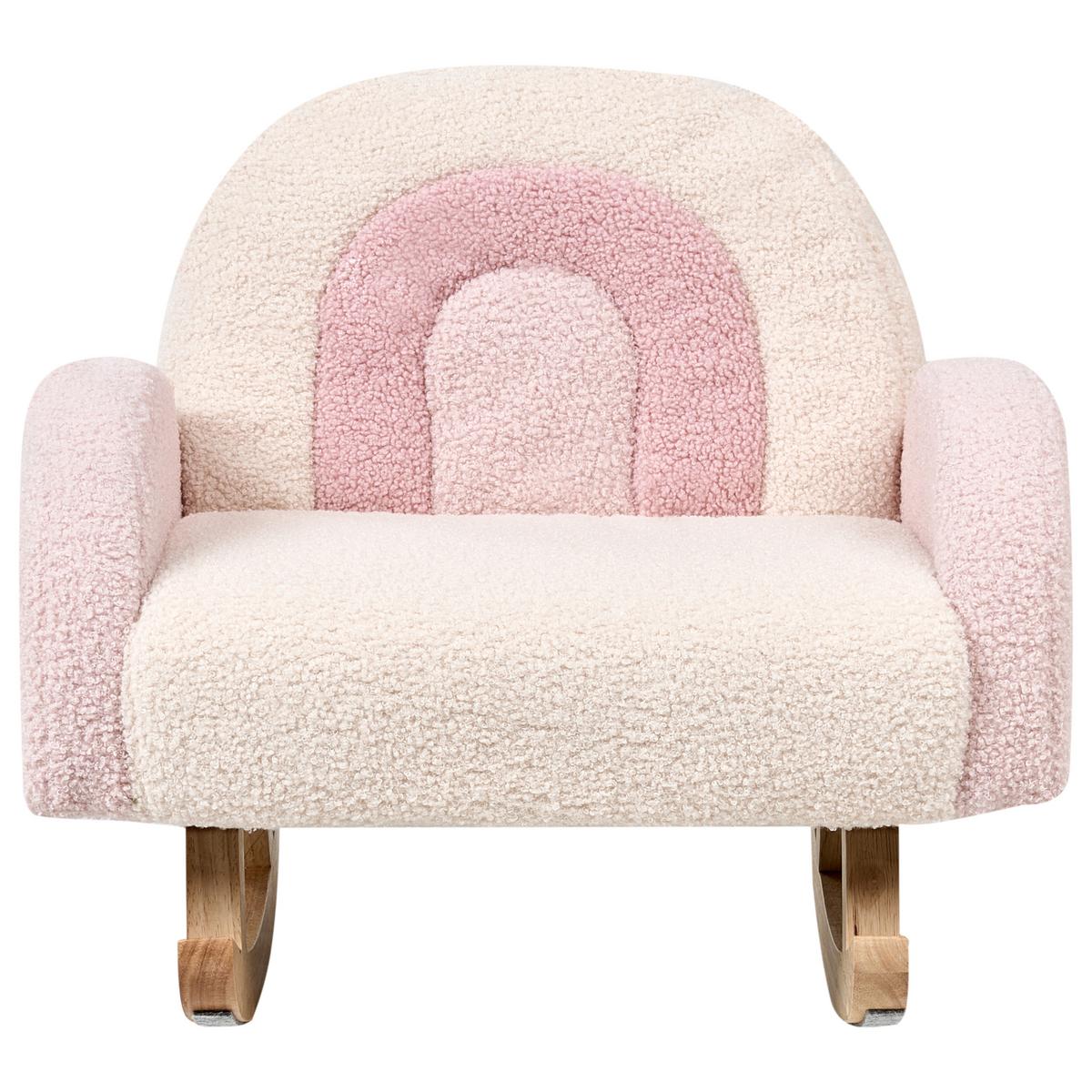 KINDERSCHAUKELSTUHL Regenbogen Bouclé Pastellrosa Ombo - Pink, Textil (44/48/53cm) - Beliani