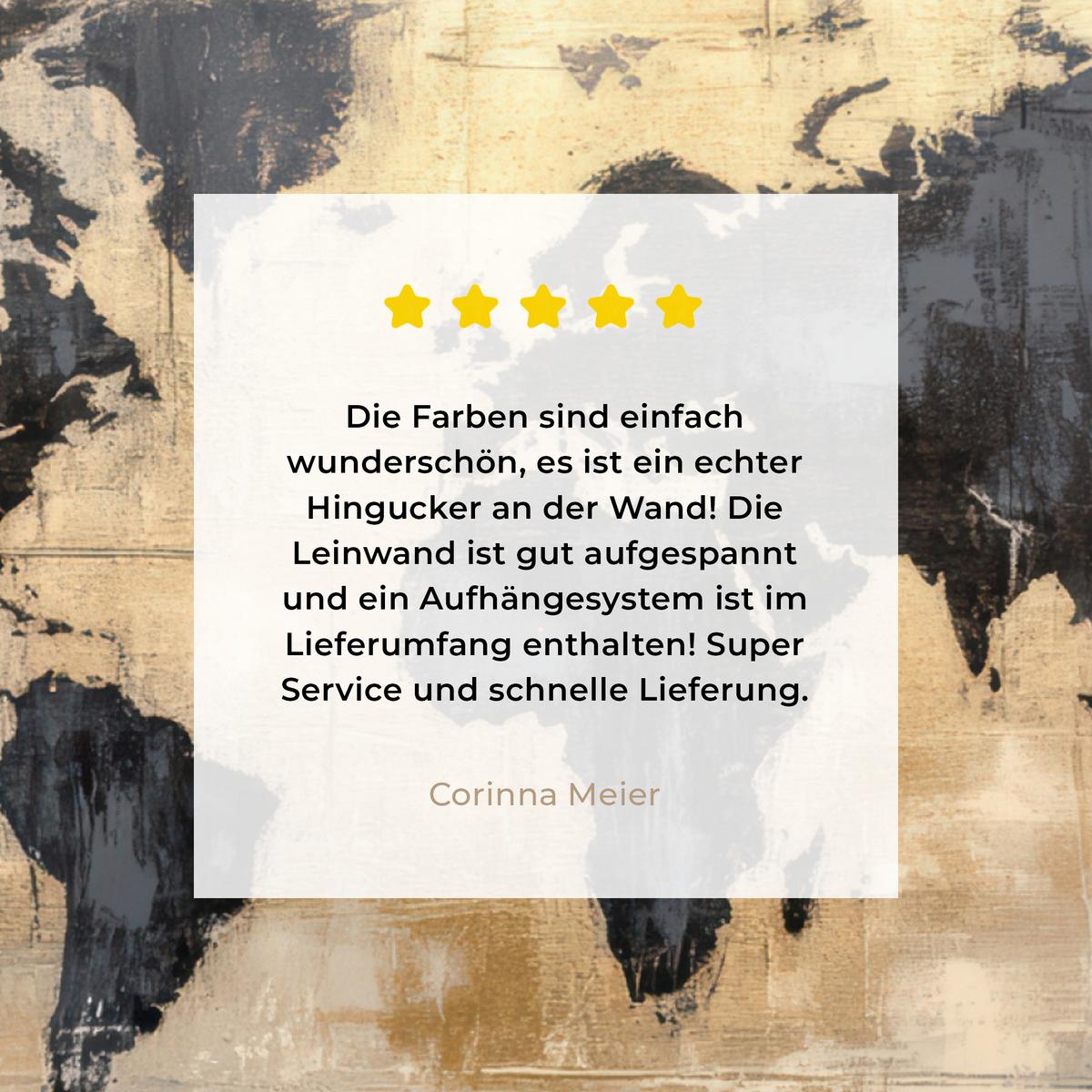 LEINWANDBILD Weltkarte - Gold - Schwarz - Abstrakt Deko Wohnzimmer 20x20 cm - Kupferfarben, Textil (20/20cm) - MuchoWow