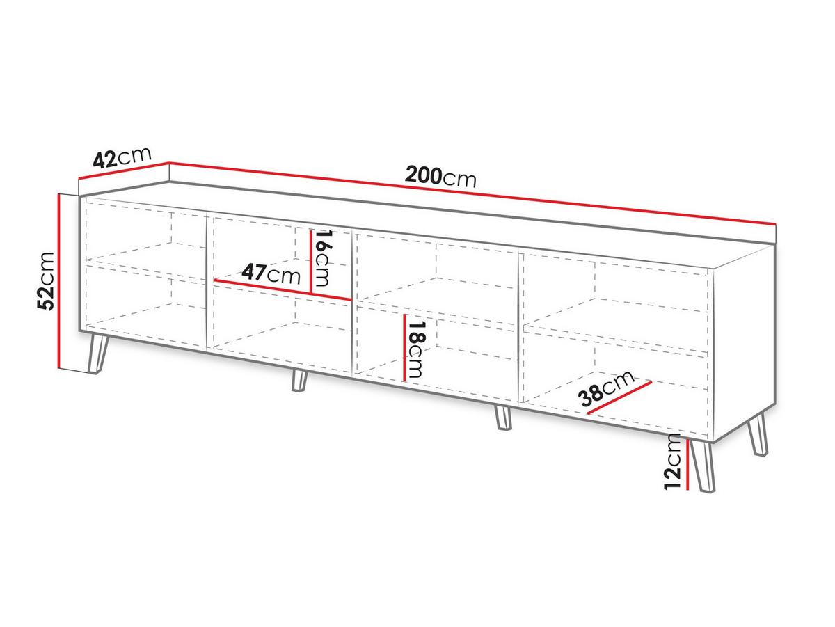 TV-LOWBOARD Abeto 200 - Graphitfarben/Schwarz, Holzwerkstoff/Kunststoff (200/52/42cm) - MIRJAN24