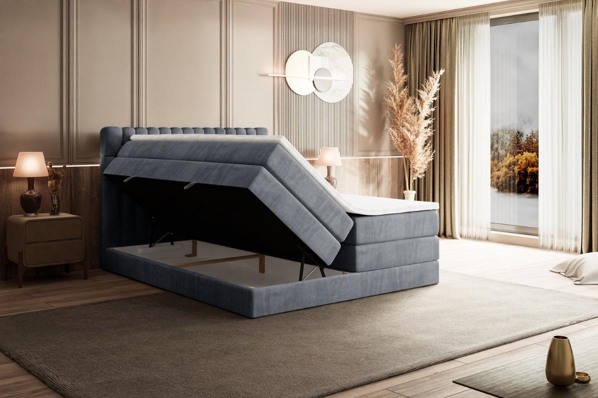 BOXSPRINGBETT SERENE KING - 140 x 200 - H3/H4 - Grau - Grau, Holzwerkstoff (140/200cm) - ALTDECOR