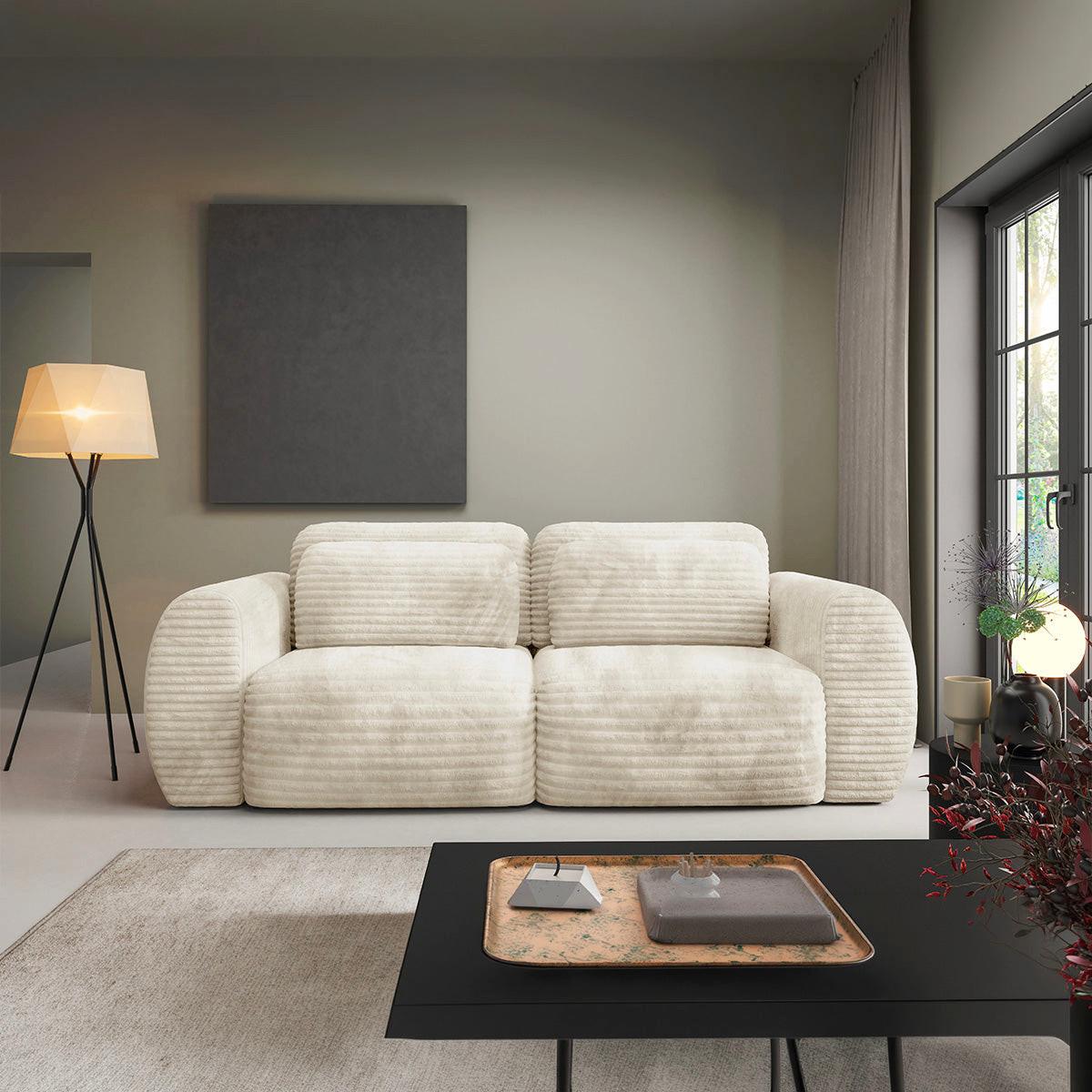 SOFA Camilla 3 Sitzplätze Gebrochenes Weiß - Weiß, Holz (266/95/121cm) - Petits-meubles