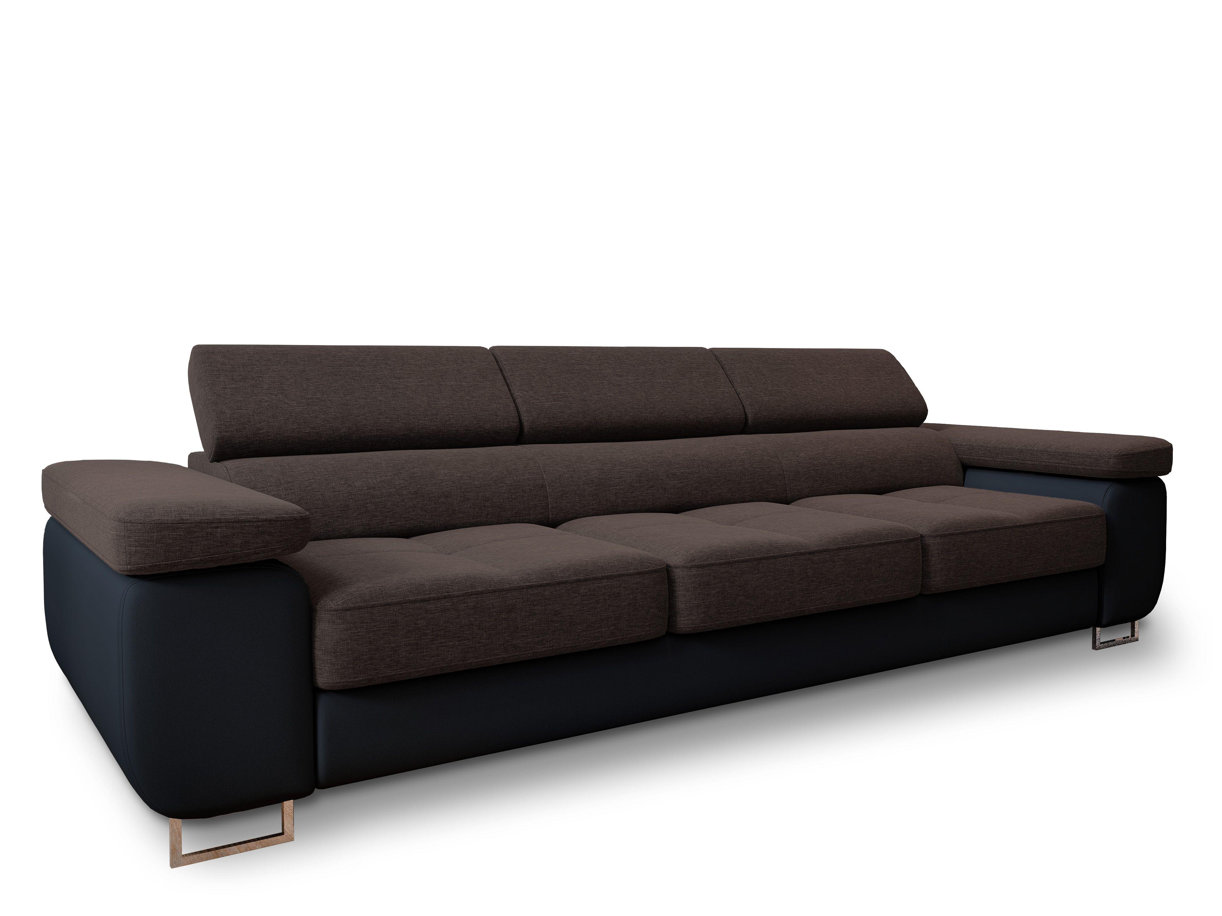 SCHLAFSOFA MOSINE Braun Geflochtener Stoff mit Schlaffunktion - Schwarz/Braun, Holz (276/98/87cm) - MASSENO
