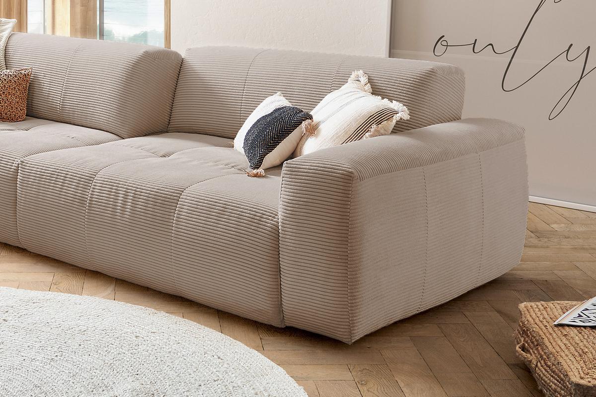 SOFA MIT SITZTIEFENVERSTELLUNG PALACE Taupe Cord Relaxfunktion - Taupe, Textil (298/74/120cm) - KAWOLA