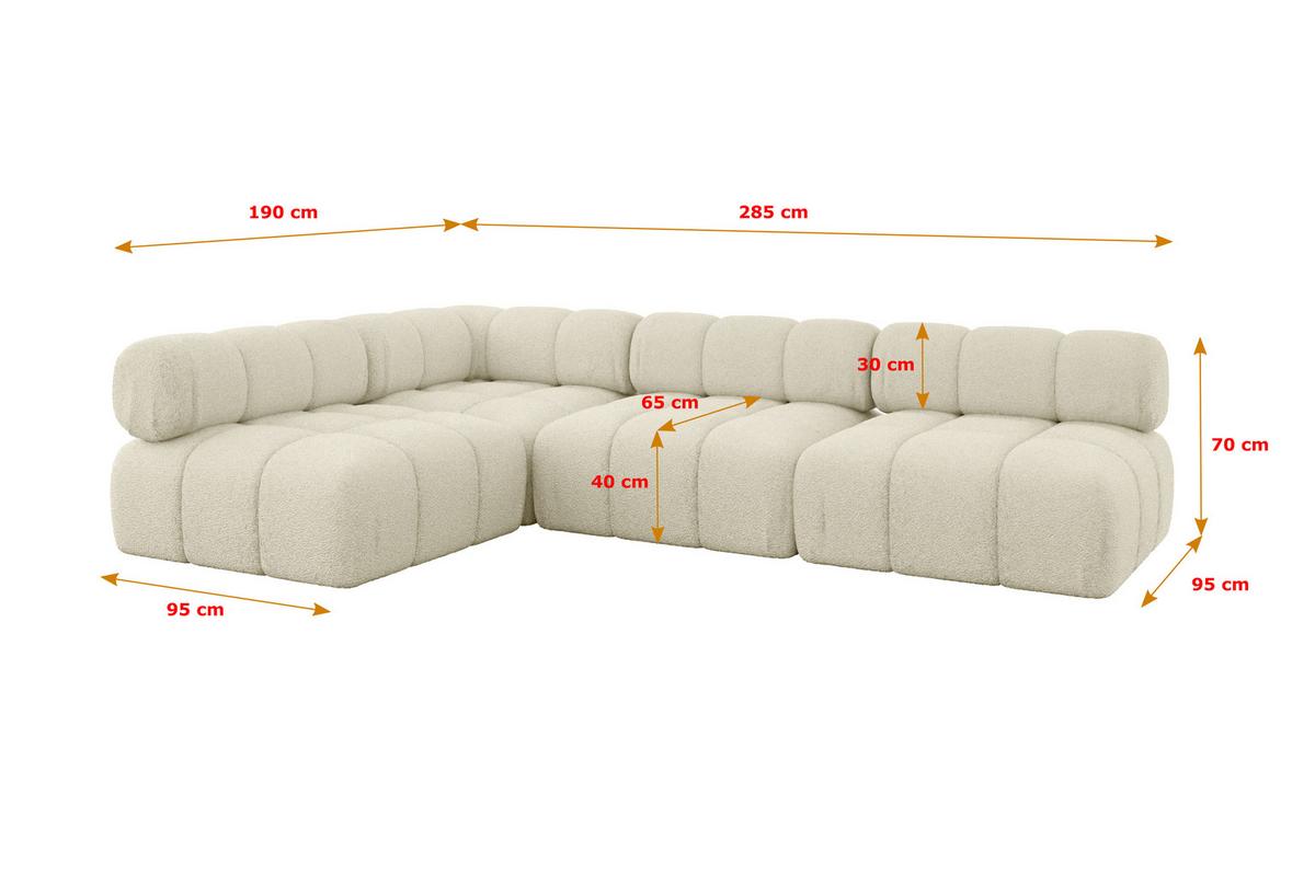 ECKSOFA modulares Sofa Samaro-L2 - 285x190x70 cm Beige Bouclé - Beige, Holzwerkstoff/Textil (285/190cm) - ALTDECOR