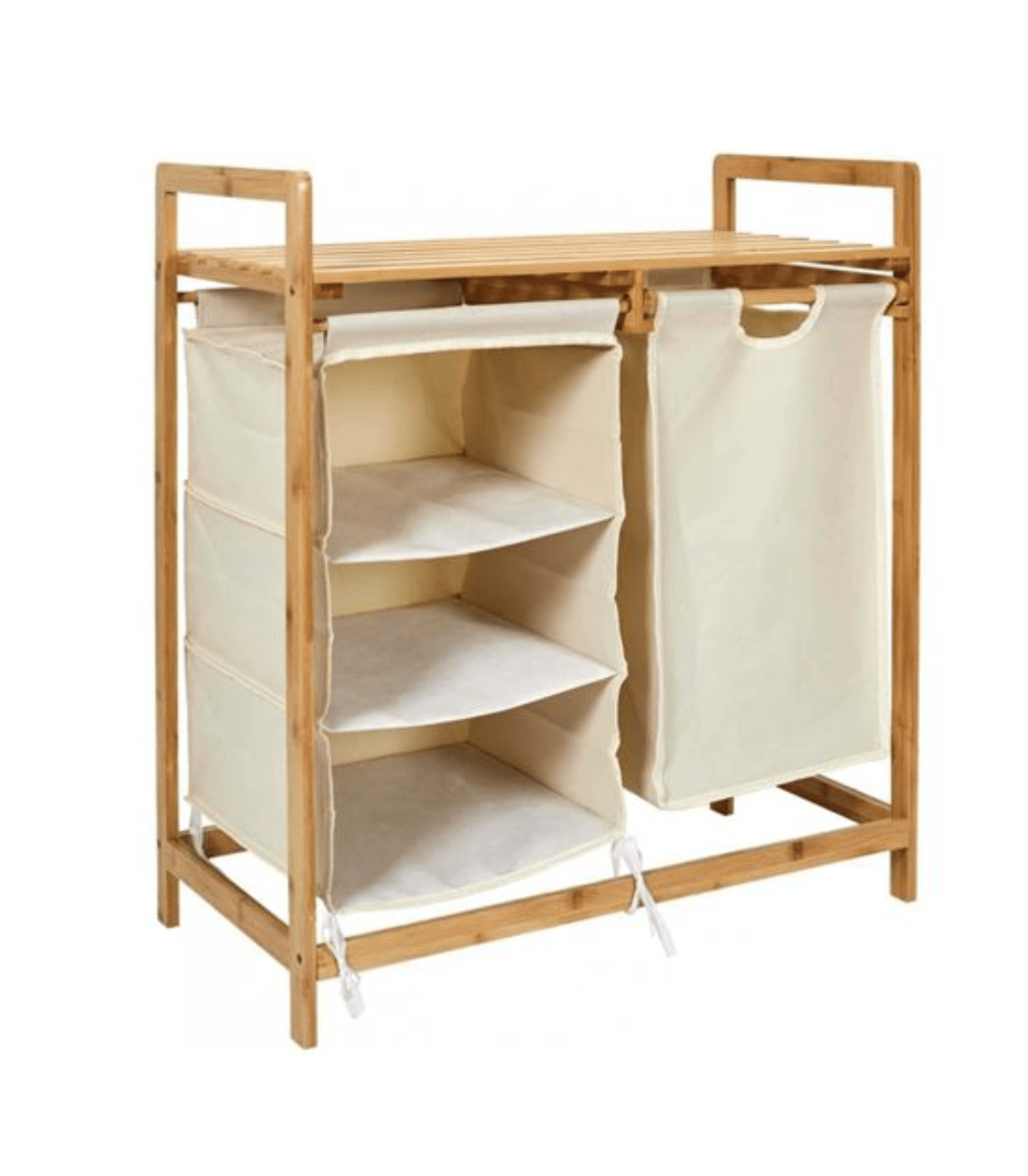BADEZIMMERSCHRANK mit Fächern und Wäschekorb 77/69,5/38 cm - Eichefarben, Holz (69.5/38/77cm) - Calicosy