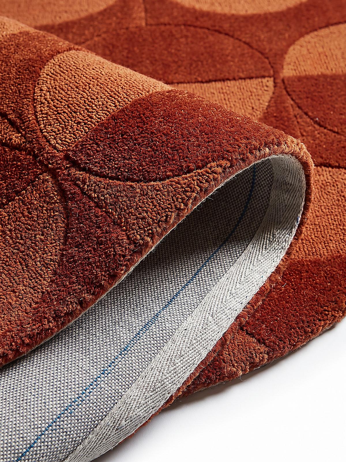 WOLLTEPPICH handgetuftet DEBEN, Kreis-Geometrie, Terrakotta, Ø 160 cm - Orange, Textil (160/160cm) - KADIMA DESIGN