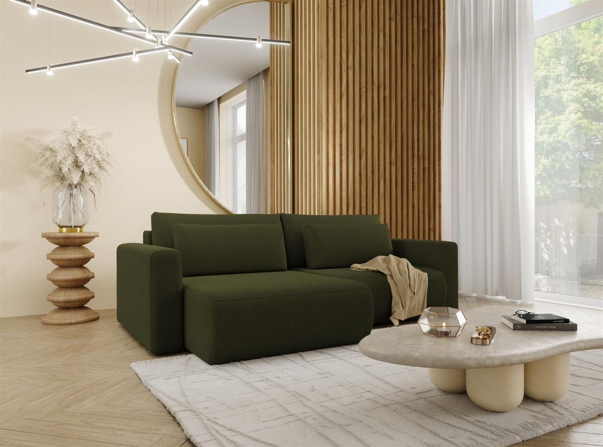 ECKSOFA Chaira Mit Schlaffunktion - Grün, Holzwerkstoff/Textil (240/149cm) - Fun Möbel