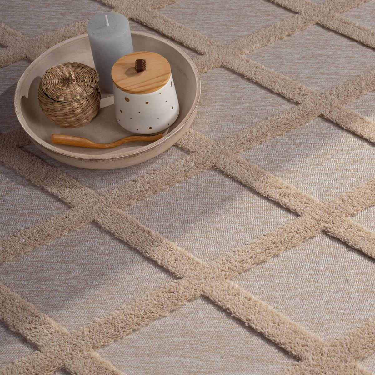 FLACHWEBETEPPICH Skandinavisch Dunkelcreme Beige 120 x 160 cm - Creme, Kunststoff (120/160cm) - TT Home