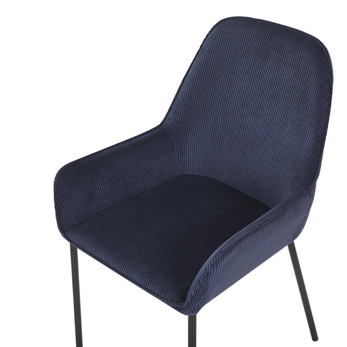 ESSZIMMERSTUHL 2er-Set Cord Blau Loverna - Blau, Textil/Metall (56/89/59cm) - Beliani