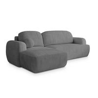 ECKSOFA MODENZA P L-S Grau Kordstoff mit Schlaffunktion - Schwarz/Grau, Holz/Kunststoff (266/148cm) - MASSENO